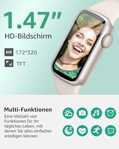 IMFRCHCS Fitness Tracker, 1,47 Zoll HD-Display Fitnessuhr mit 137+ Sportmodi, Smart Watch mit Schlafmonitor Schrittzähler, IP68 Wasserdicht Fitnessuhr für Damen Herren – Bild 3