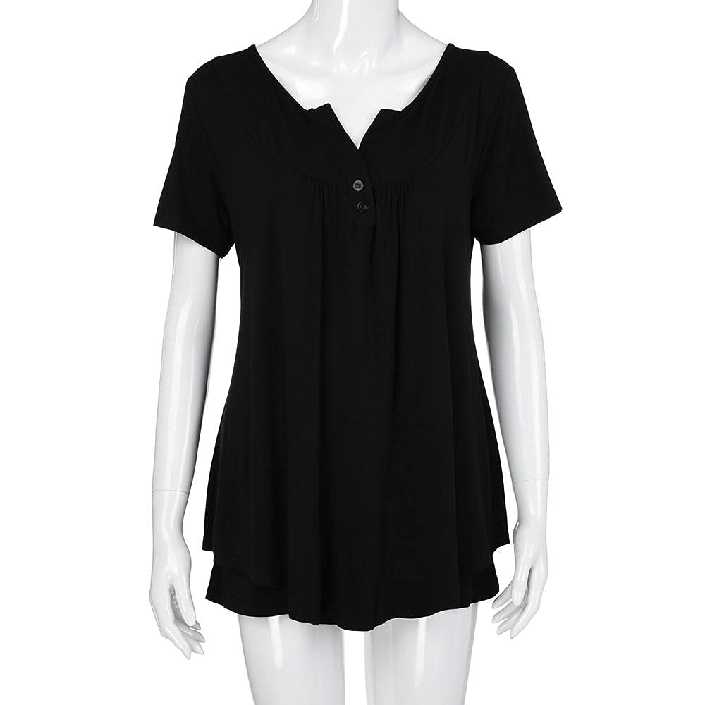 ADITAM Pigiama da Donna Set Corto T-Shirt con Scollo a V e Pantaloncini con Scollo a V Allentato e Arruffato Pigiama Estivo da Donna Pjs Double The Comfort