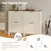 LOUVIXA Shoe Cabinet with 4 Flip Drawers, Narrow Shoe Storage Cabinet, Freestanding Shoe Cabinet Organizer, Hidden Shoe Rack Cabinet for Entryway, Hallway (4-Drawers, Off White-Brown)