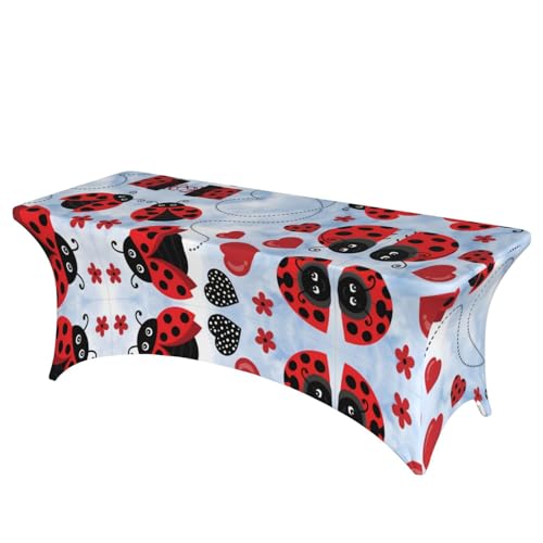 Nappe imprimée coccinelle housse table 1,8m rectangulaire extensible - 2