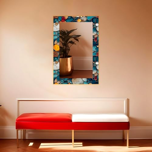 Image of KERLIX Rectangle Decorative Art Unique Fancy Digital Frameless CNC polishing Wall Mirror /Makeup Mirror /Bathroom Mirrors Size (12x18 inch). (5, 12 x 18)