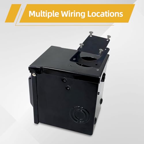 RVPNR RV/EV 50 Amp 125/250 Volt Power Outlet Box, Waterproof Lockable Enclosed Power Panel, 14-50R Receptacle, for RV Camper Travel Trailer Electric Car Generator (50Amp, Black) - Thumbnail 4