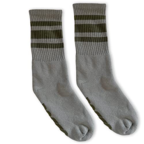 Marine Green Striped Crew Socks | Scout Green Stripes | Made in USA
