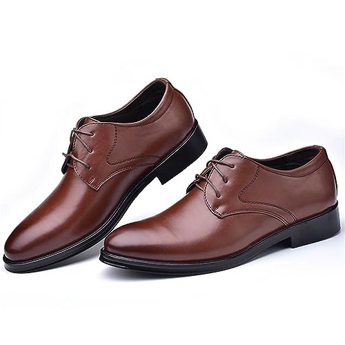 Image of Men's Classic Matte Upper Oxfords Business Formal Lace Up Leather Lace Up Dress Shoes for Men