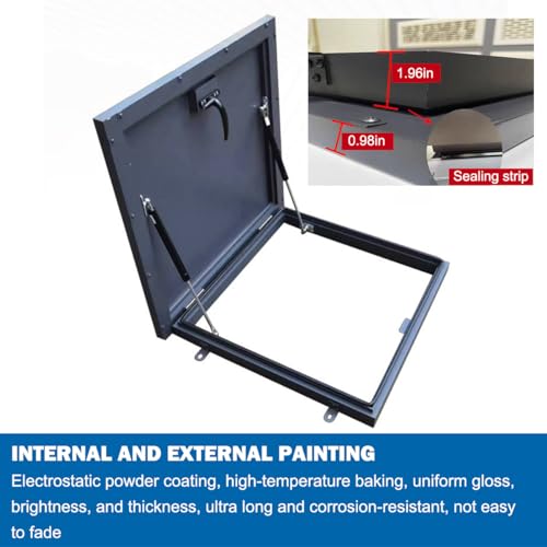 Roof Hatch Steel Anti-Theft Door Skylight Roof Skylight Roof Maintenance Hatch Roof Maintenance Hatch Cover Galvanized Powder Coated Steel Roof Hatch Deck Installation Roof Window (21.65in)