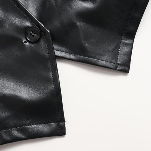 Plus Size Women's Button Front PU Leather Vest Blazer3