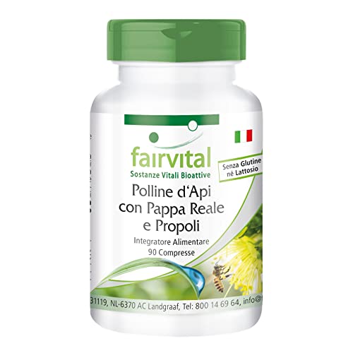 Fairvital | polline d'api con gelatina e propoli reale - per 45 giorni - alto dosaggio - 90 compresse