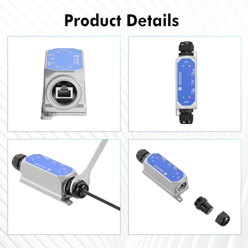 Image of MokerLink IP67 Outdoor 2 Port Gigabit PoE Extender, IEEE 802.3 af /at /bt PoE Repeater 90W, 10 /100 /1000Mbps, 1 PoE in 1 PoE Out, Wall Mount Metal Waterproof POE Passthrough Switch
