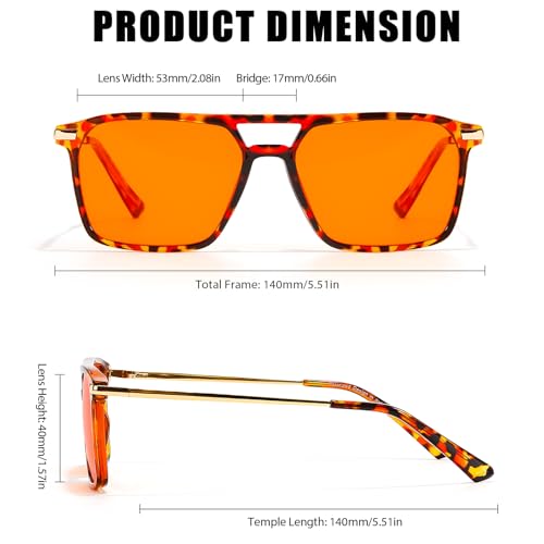 Image of LVIOE 99% Blue Light Glasses Sleep Glasses Orange Tinted Lens for Good Sleep Reduce Eyestrain Aviator Eyeglasses