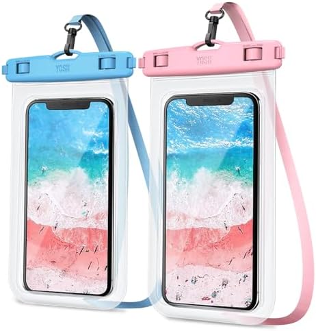 YOSH wasserdichte Handyhülle IPX8 2 Stück, bis zu 7 Zoll, Rosa & Blau | Unterwasser Handyhülle, Wasserfeste Handytasche für iPhone 17 16 15 14 Pro Max Samsung S26 S25 S24 S23 Ultra