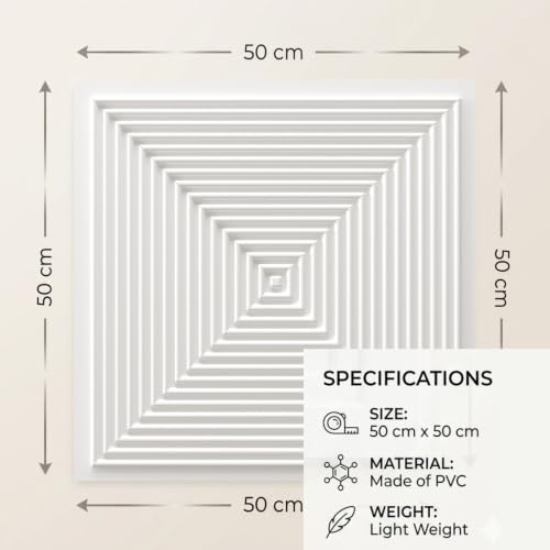 Image of Kayra Decor 3D PVC Wall Panels for Bedroom & Living Room | Line Design |White Color | 19.7 x 19.7 Inch | Pack of 12 | 32.28 Sq Ft
