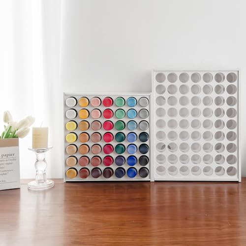 Image of paint organizer, 63 holes acrylic paint organizer, craft storage and Apple Barrel vertical storage, for 2oz Craft Paints
