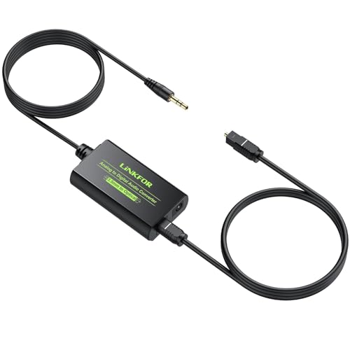 Image of LiNKFOR 3.5mm to SPDIF Converter Analog to Digital Audio Adapter for Enhanced Sound Toslink Optical Output 3.5mm to Optical with Optical Cable for Amplifiers & Soundbars
