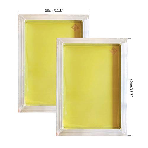 2 Pack Aluminum Silk Screen Printing Screens 12 x 16 Inch Frame-200 Yellow Mesh