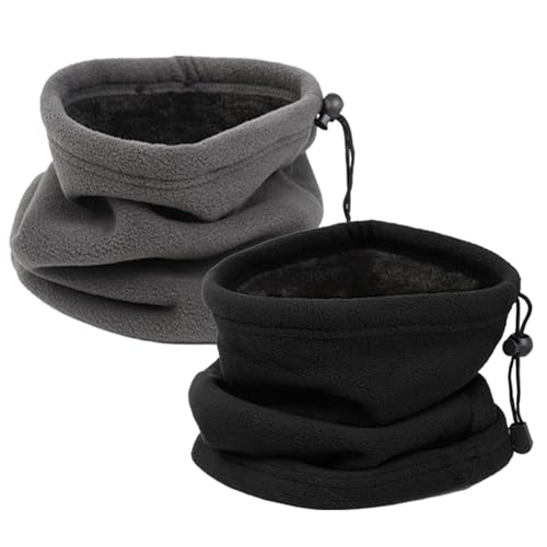 JSTHHTT 2 Stücke Fleece Schlauchschal Halswärmer Halstuch Winddicht Ski Maske Warmer für Outdoor Skifahren Motorrad Laufen Radfahren, Multifunktionstuch Herren, Winter Loop...