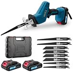 Scie Sabre Sans Fil,21V Scie Sabre à Batterie avec 2×2.0Ah Batteries,Vitesses Réglables 0-4000SPM,Changement de Lame Sans Outil, Electrique sans Fil Avec 8 Lames pour Coupe de Bois, Branches, Métal