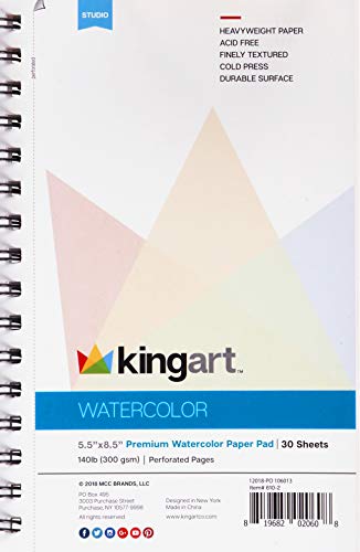 Papier aquarelle Kingart pressé à froid 300g bloc de feuilles blanches pour artistes