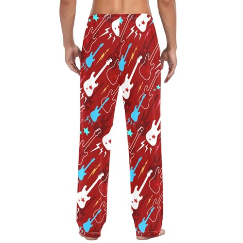 Pigsaly Men's Pajama Bottoms Cool Guitars Mens Pajama Pants Rock Roll Music Cotton Pj Bottoms Sleepwear Lounge Pants L3