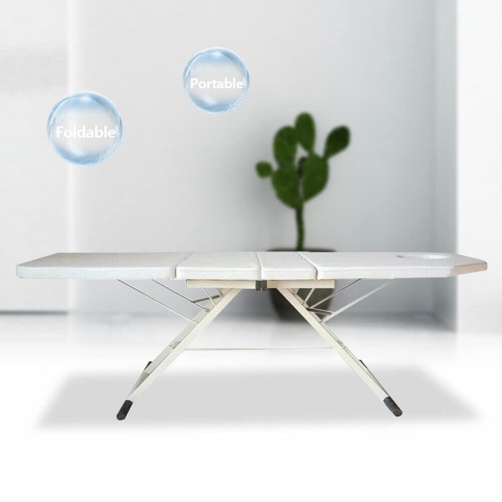 182 x 60 x 60 cm, lettino da massaggio, pieghevole, portatile, fino a 200-250 kg, con poggiatesta (bianco)