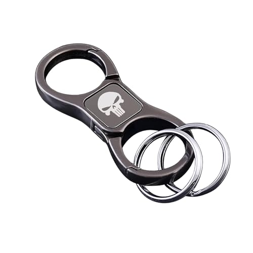 Image of gunhunt 1 Pack Skull Key Chain, Key Chain with 2 Key Rings and Quick Release Zinc Alloy Detachable Key Chain (Black)