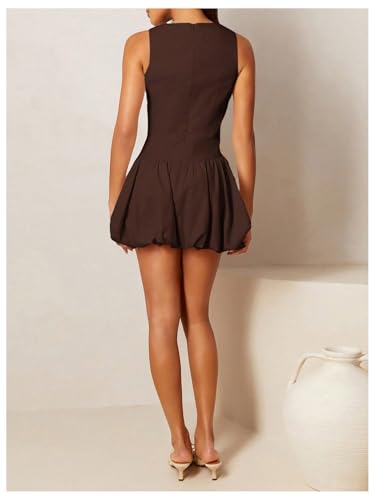 SOLY HUX Women's Bubble Mini Dress Sleeveless Crew Neck Party Going Out Summer Dresses2
