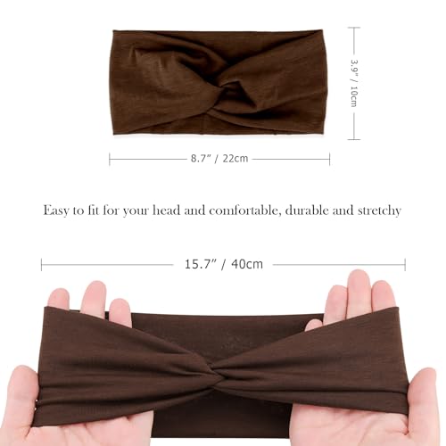 Image of DRESHOW 8 Pack Headbands for Women Yoga Knotted Headbands Elastic Criss Cross Hair Accessories Sports Head Wrap Non Slip
