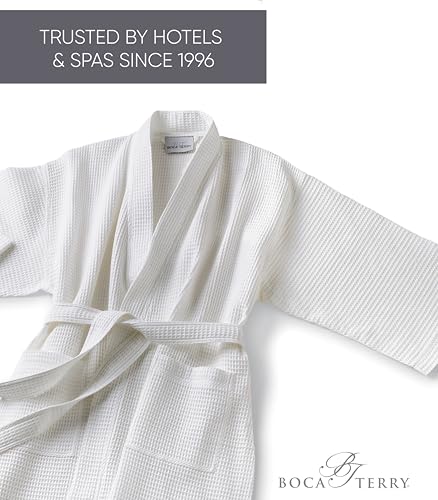 Waffle Robe for Women by BOCA TERRY, Soft Cotton Spa Robes for Summer, Lightweight Knit Waffle Bathrobe, Kimono Bathrobes3