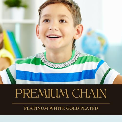 Collar de eslabones cubanos de platino con diamantes hechos a mano para adolescentes 2