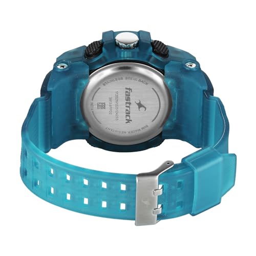 Image of Fastrack StreetStyle 6.0 with Analog Digital Black Dial Translucent Blue Polyether Strap Watch for Men - 38134PP02W