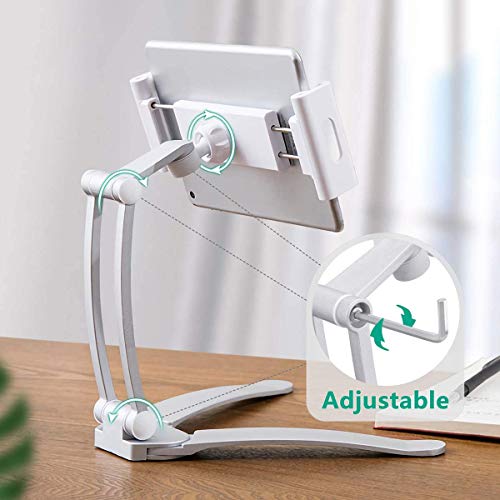 Hold Up 3-in-1 Elegant 360 Universal Compatible Tablet & Phone Holder Metal Stand with Wall Mount, Desktop Stand & Under Cabinet Modes and Ultra Adjusting Abilities