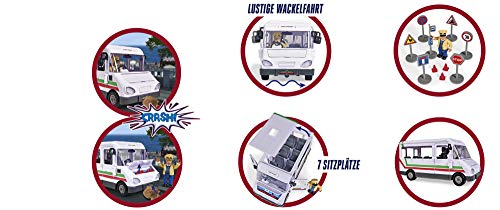 Simba 109251073 - Feuerwehrmann Sam Trevors Bus, mit Trevor Figur, mit Crashfunktion, Türen und Dach zum Öffnen, 21cm, für Kinder ab 3 Jahren