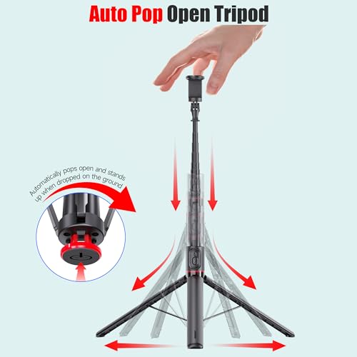 Image of WeCool Tripod Selfie Stick Extendable Upto 69Inches with Auto Pop Open Tripod Stand,Magnetic Remote and ABS+Aluminum Body,360 Degree Rotation Mobile Holder