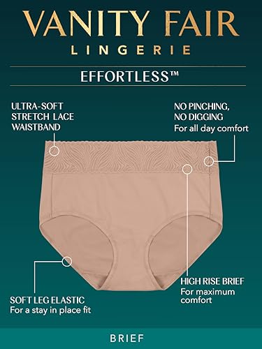 Image of Vanity Fair Women's Effortless Panties for Everyday Wear, Buttery Soft Fabric & Lace
