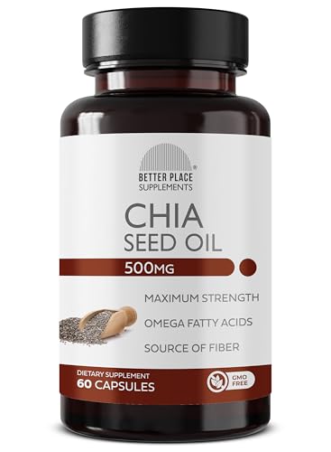 Better Place Supplements Chia Seed Oil 500mg - 60 Capsules | Non-GMO Formula with Omega 3 6 &9 (1)