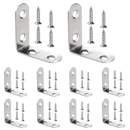 VooGenzek 10 PCS 40x40x16x2 mm L Brackets, Corner Brackets, 90 Degree Right Angle Brackets Fastener