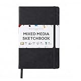 Beechmore Books 300 GSM Heavyweight Mixed Media Sketchbook A5 5.8x8.3 - Perforated Pages, Vegan Leather...