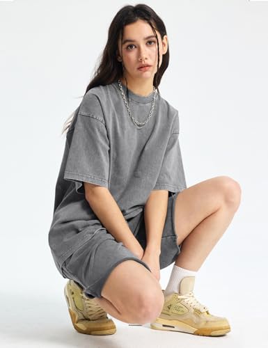 Arssm Women Oversized T Shirts Acid Washed Cotton Tees Vintage Baggy Loose Fit Streetwear Workout Tops2