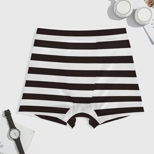 Black And White Horizontal Stripes Men's Underwear Soft Ice Silk Breathable Boxer Briefs Stretch Waist Boxer Briefs3
