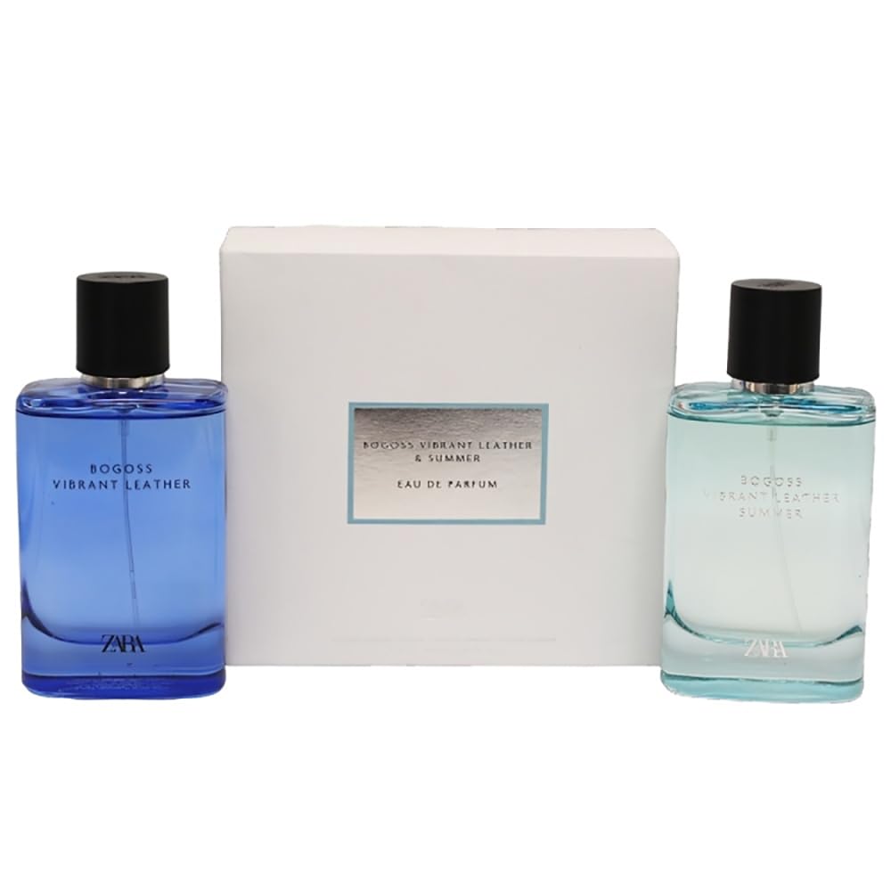 Zara Man Bogoss Vibrant Leather & Summer Cologne for Men Fragrance Set EDP Eau De Parfum 2x 100 ML (3.38 FL OZ)