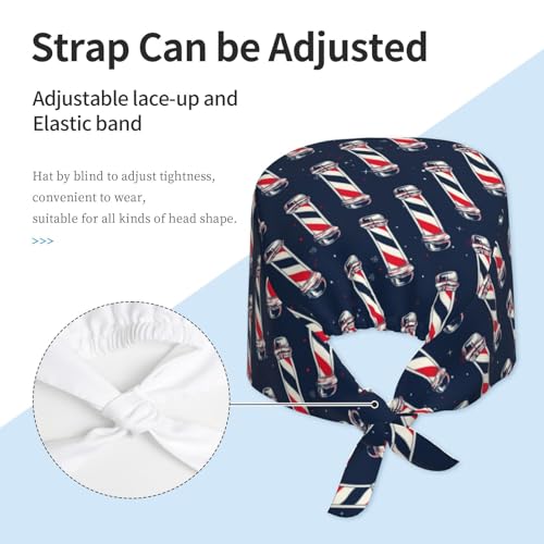 Image of Working Cap Scrub Cap with Sweatband Adjustable Unisex Women Tie Back Hat Nurse Surgical Caps
