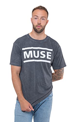 Muse T-Shirt Band Logo Nue Official Men's Dye Wash Black, Black, XL