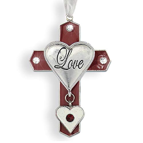 BANBERRY DESIGNS Amour Croix Rouge et Blanc en émail et d'un cœur à Suspendre Charm - Amour Ornement Cover