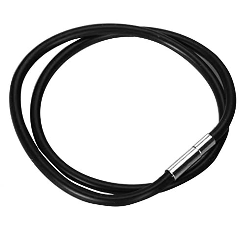 16 Inch 3mm Rubber Cord Necklace with Stainless Steel Closure Jewelry, Black4