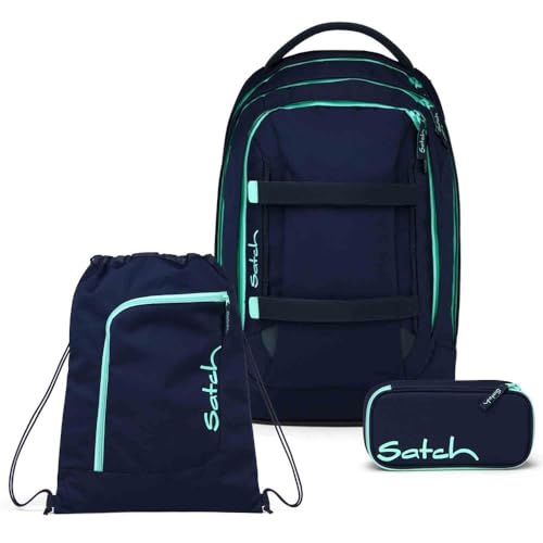 Satch Pack Schulrucksack Set 3tlg. inkl. Schlamperbox und Sportbeutel (Ocean Mint)