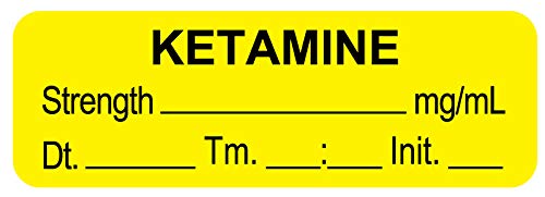 Anesthesia Label, Ketamine, mg/mL DTI 1-1/2" x 1/2" #1