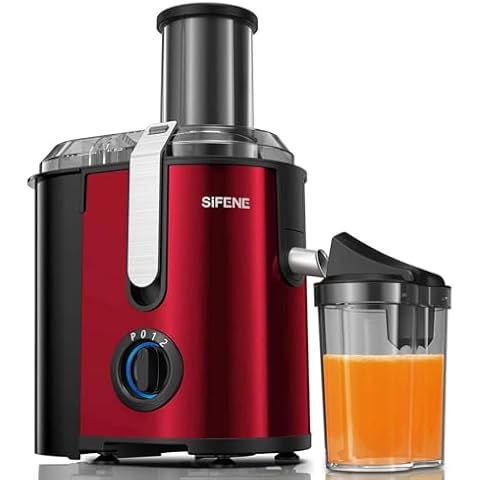 SiFENE Juicer Machine, 800W Centrifugal Juicer with 3.2" Big Mouth for Whole Fruits and Veggies, Juice Extractor Maker with 3 Speeds Settings, Easy to Clean, Non-BPA (Red) Cover