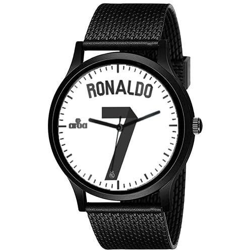 AROA Watch New Watch for Ronaldo 7 Model : 733 Black Metal Type Analog Black Strap Watch White Dial for Men Stylish Watch for Boys (B0C7MS3JS1) Amazon Price History, Amazon Price Tracker