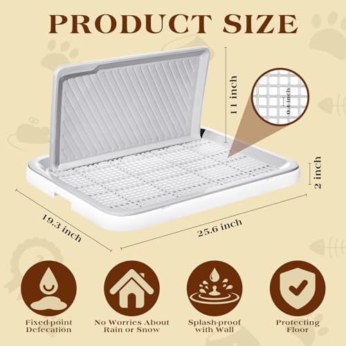 Paterr 2 Pcs Dog Potty Toilet with Removable Splash Wall Pet Indoor Dog Mesh Training Toilet Portable Training Pee Pads Holder Litter Box with Pee Wall for Puppy, Pet(25.6" x 19.3" x 13") - Image 3