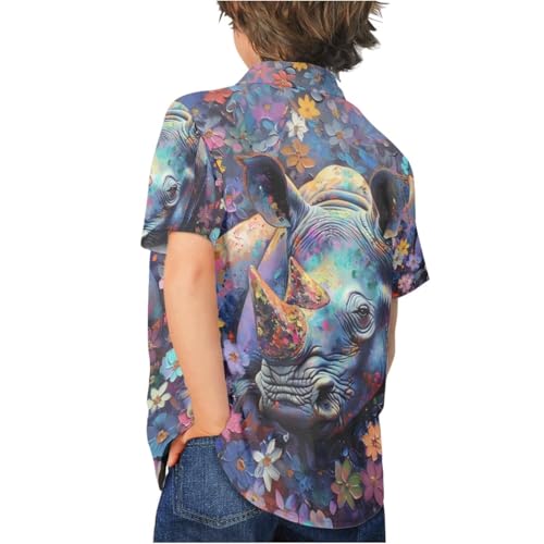 Image of PinUp Angel Funky Casual Hawaiian Shirt Kids Boys Girls Art Oil Painting Animal Pattern Short Sleeve Unisex Beach Shirt