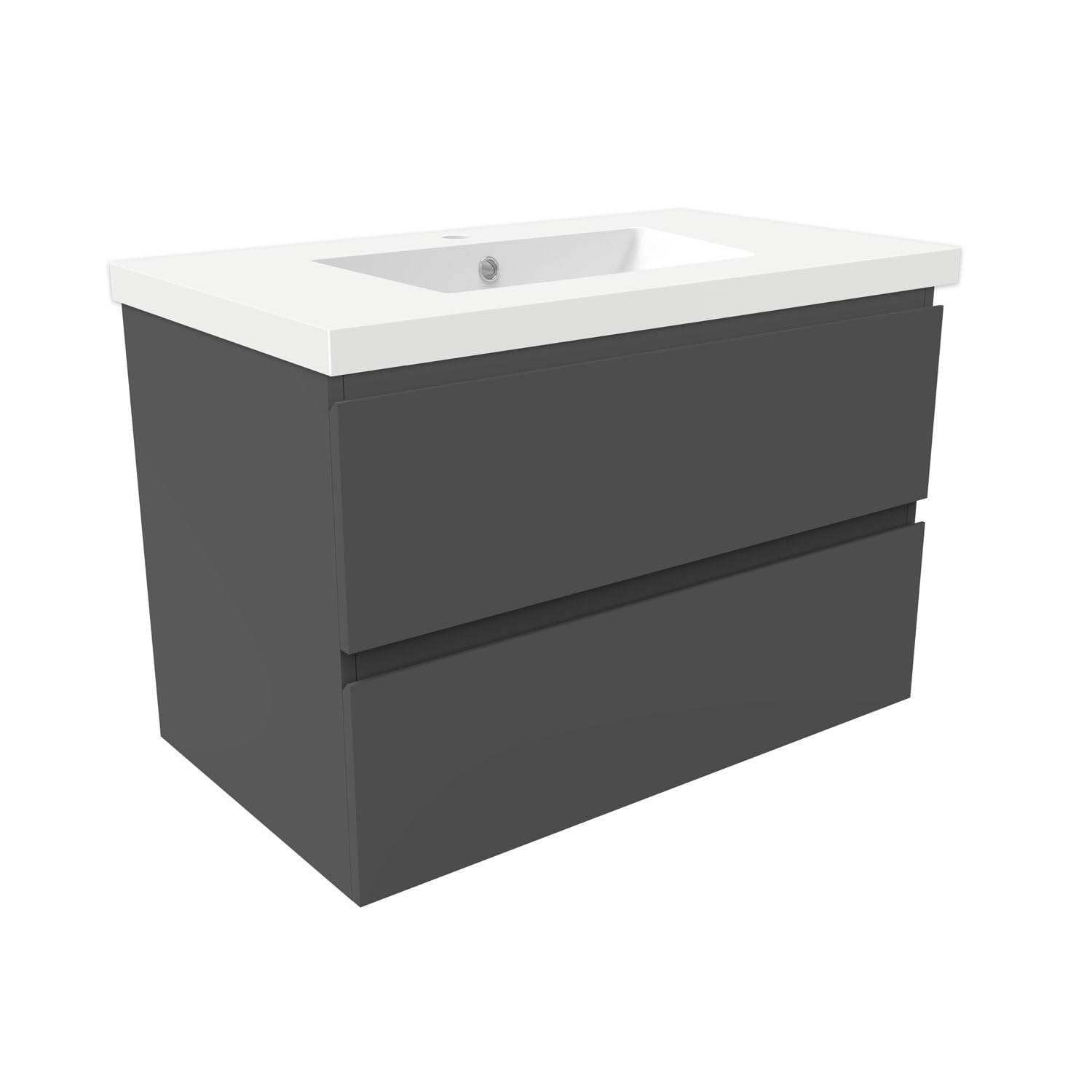 AICA Meuble Salle de Bain 80cm Simple Vasque Anthracite